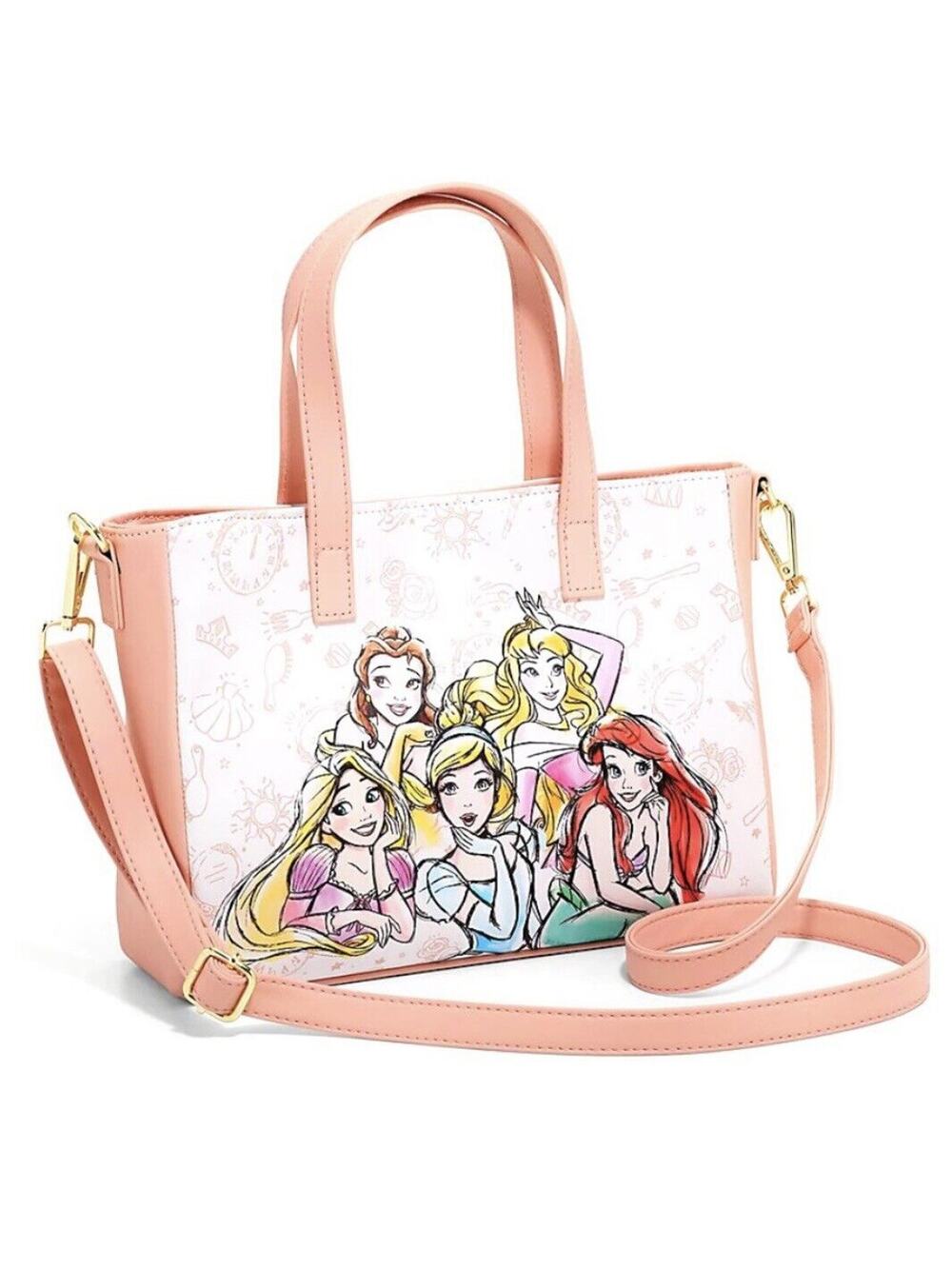 Loungefly Disney Princess Sketch Satchel Shoulder Hand Bag Detachable Strap NWT